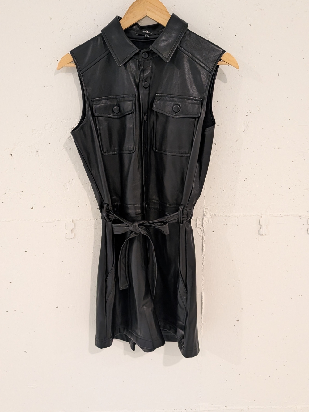 7 For All Mankind Sleeveless Faux Leather Romper